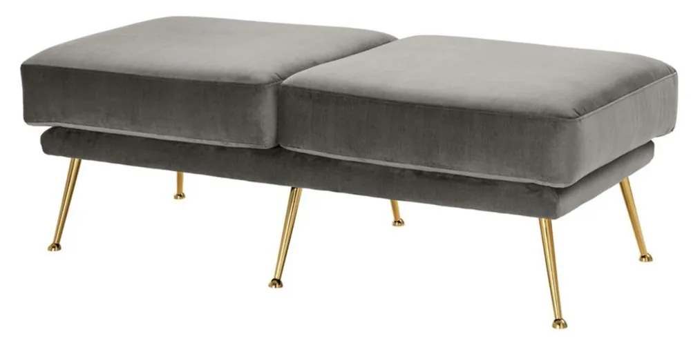 Casa Padrino Luxus Sitzbank Grau / Messingfarben 125 x 58 x H. 45 cm - Designermöbel Heißes Angebot