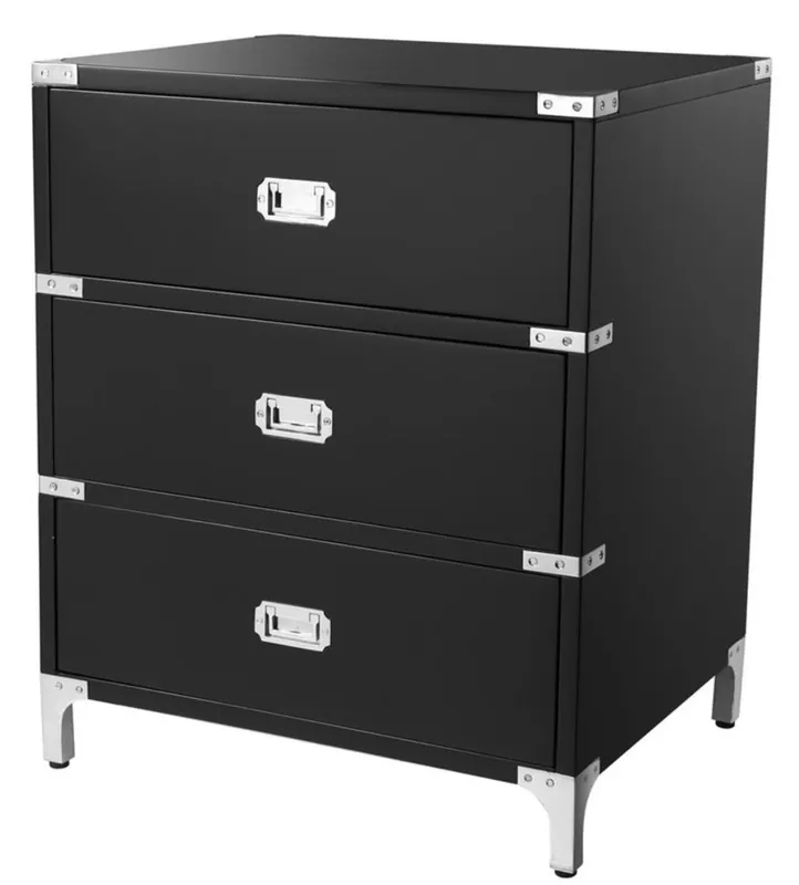 Casa Padrino Luxus Beistelltisch mit 3 Schubladen Schwarz 71 x 40,5 x H. 74 cm - Wohnzimmermöbel Angebot