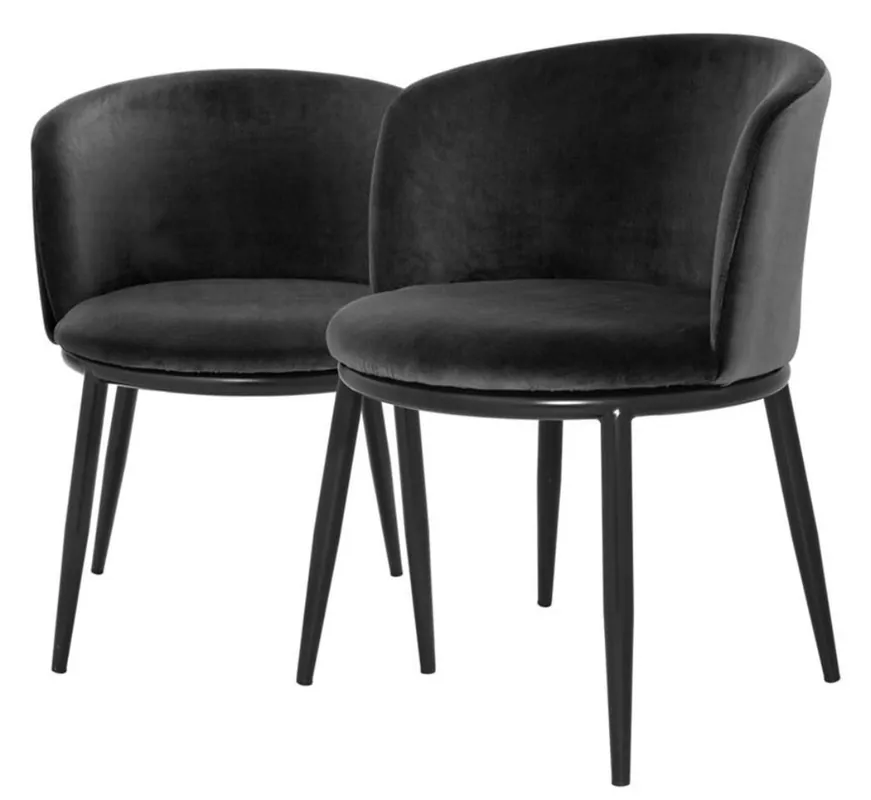 Casa Padrino Luxus Esszimmerstuhl Set Schwarz 57 x 57 x H. 74 cm - Esszimmermöbel Meistverkauft