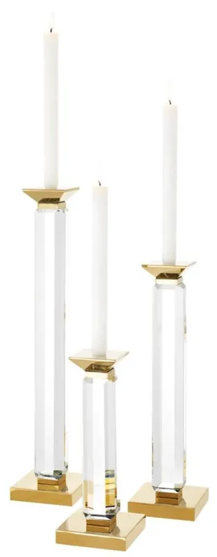 Günstig Casa Padrino Luxus Kerzenhalter 3er Set Gold - Luxus Kristallglas Accessoires