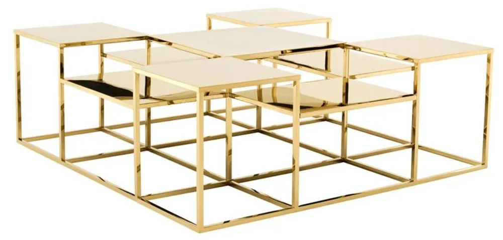 Casa Padrino Luxus Couchtisch / Wohnzimmertisch Gold 120 x 120 x H. 42 cm - Designer Wohnzimmermöbel Aktuell