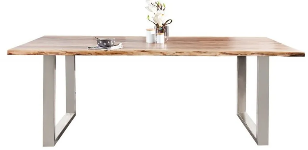 Nur Heute Casa Padrino Designer Massivholz Esstisch Natur - Akazie - 200 x 100 x H.80 cm - Aus massivem Akazienholz