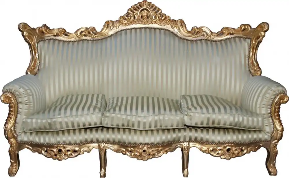 Casa Padrino Barock 3er Sofa Master Jadegrün/Beige / Gold Mod3 - Wohnzimmer Couch Möbel Lounge Top-Angebot