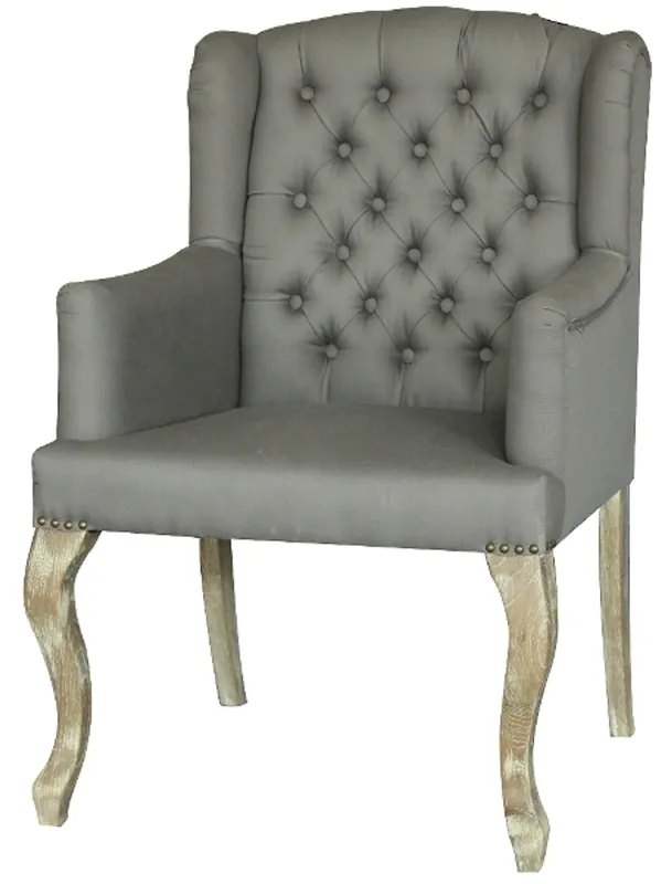 Preiswert Casa Padrino Esszimmerstuhl mit Armlehnen Frostgrau 65 x 70 x H. 96 cm - Chesterfield Möbel