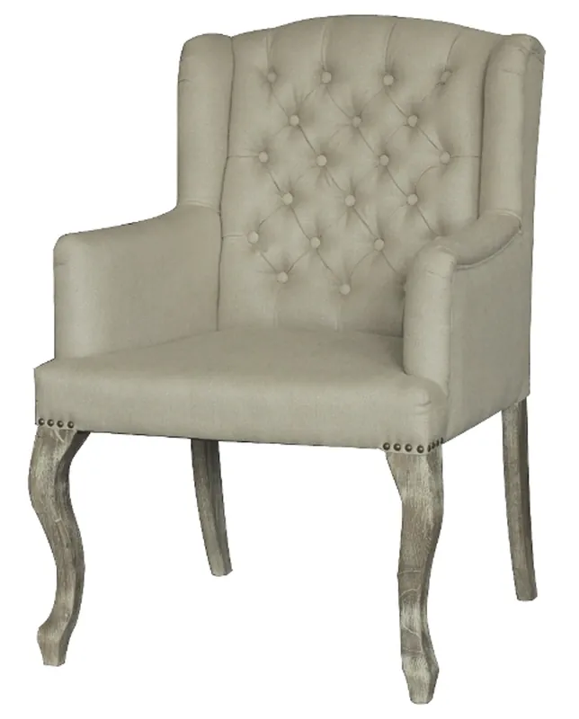Casa Padrino Esszimmerstuhl mit Armlehnen Creme 65 x 70 x H. 96 cm - Chesterfield Möbel Aktuell