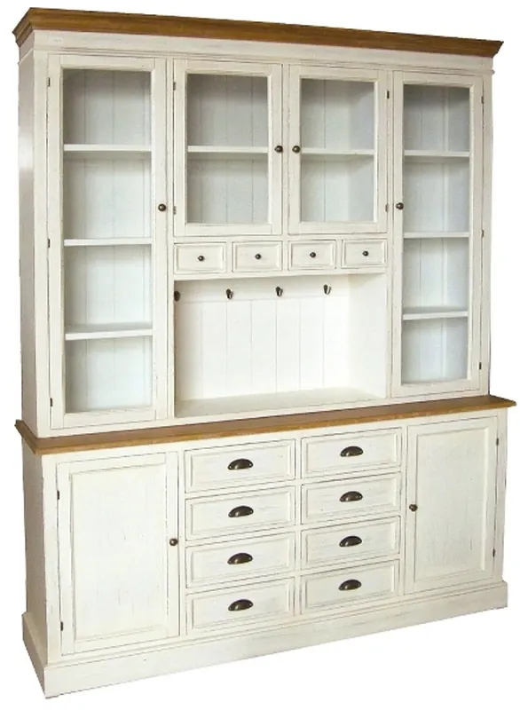 Casa Padrino Landhausstil Wandschrank Antik Weiß / Braun 160 x 43 x H. 220 cm - Landhausstil Möbel Preis Gesenkt