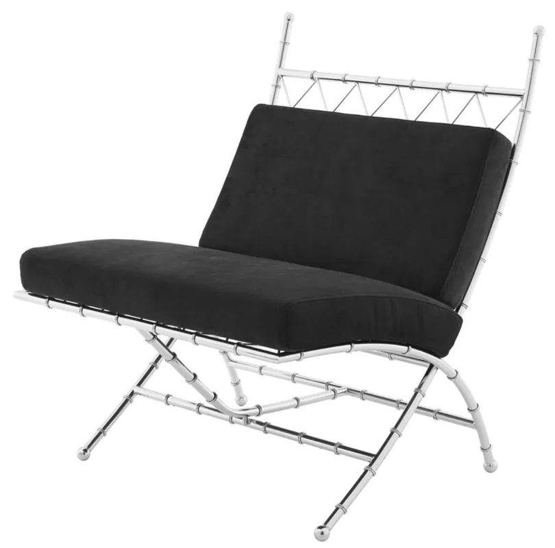Casa Padrino Luxus Klappstuhl Silber / Schwarz 75 x 81,5 x H. 92 cm - Luxus Möbel Neuheit