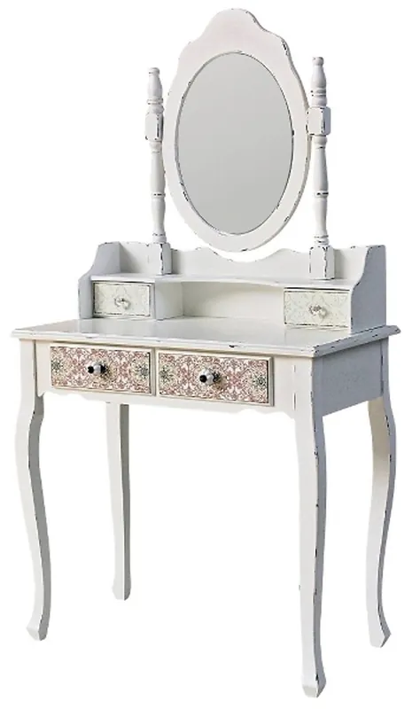 Jetzt Bestellen Casa Padrino Landhausstil Schminktisch Antik Weiß / Mehrfarbig 75 x 40 x H. 140 cm - Möbel im Shabby Chic Design
