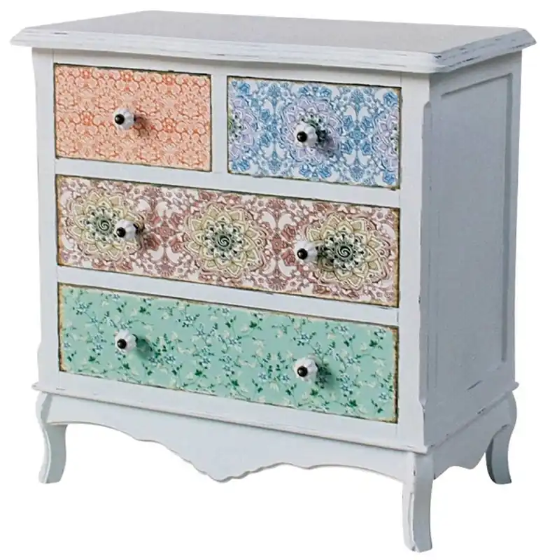 Nur Heute Casa Padrino Landhausstil Shabby Chic Kommode Antik Weiß / Mehrfarbig 70 x 38 x H. 71 cm - Landhausstil Kollektion