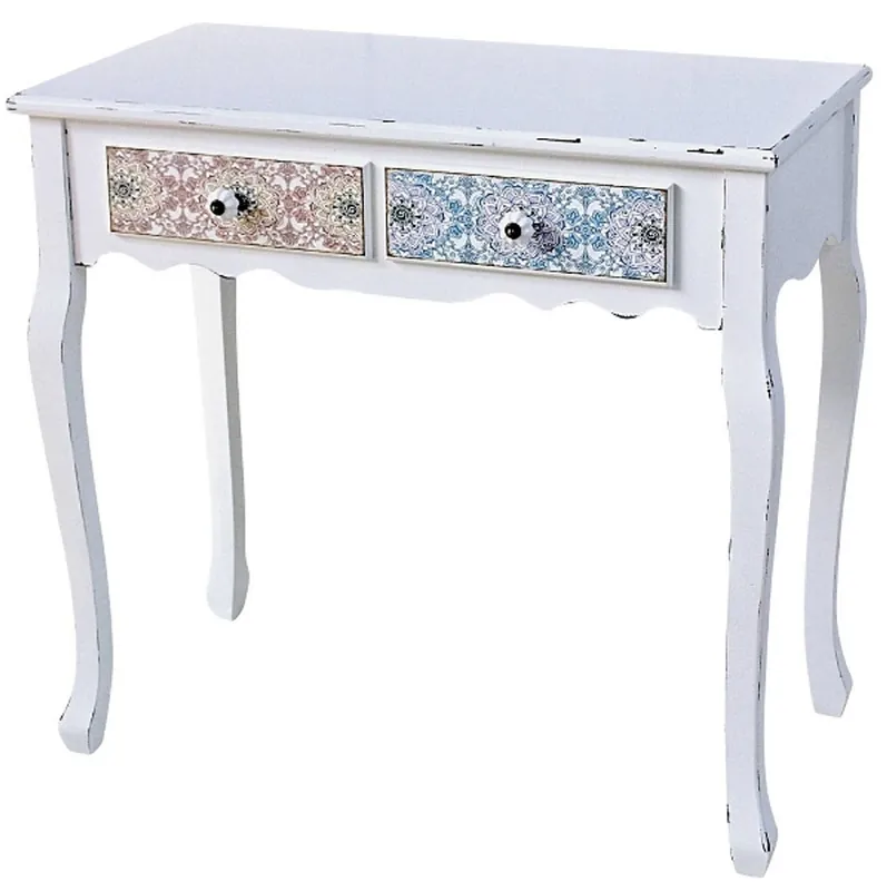 Casa Padrino Landhausstil Konsole Antik Weiß / Mehrfarbig 80 x 40 x H. 74 cm - Shabby Chic Möbel Abverkauf