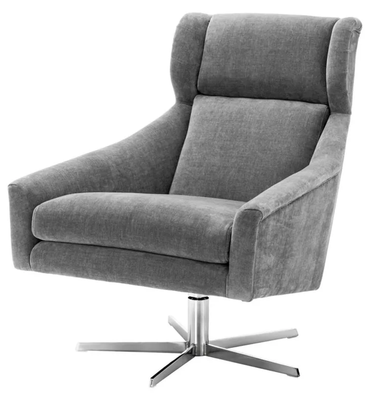 Markenware Casa Padrino Drehsessel Grau / Silber 76 x 98 x H. 94,5 cm - Luxus Möbel