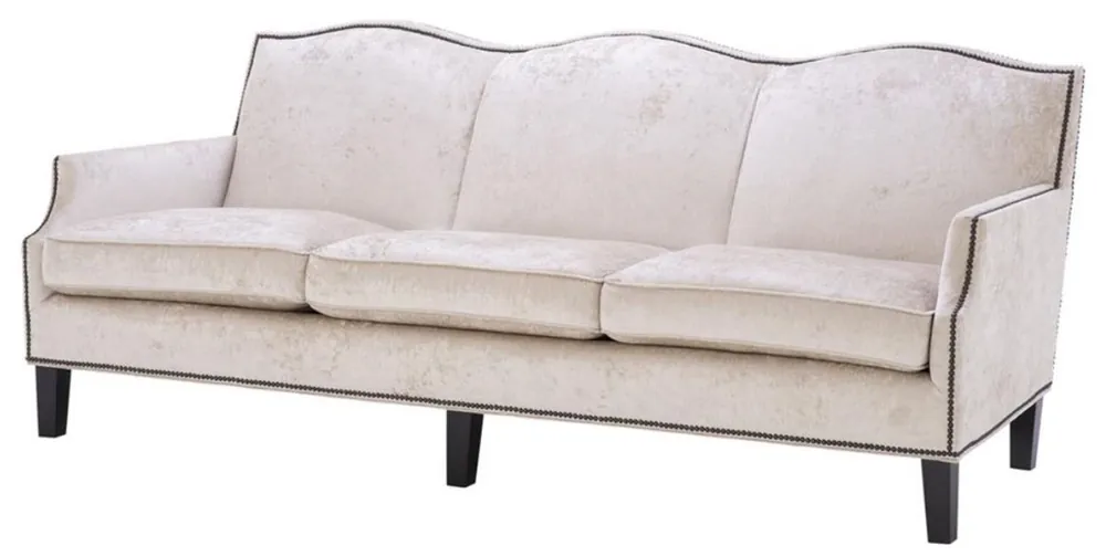 Angebot Casa Padrino Luxus Wohnzimmer Sofa Creme / Schwarz 220 x 98 x H. 90 cm - Limited Edition