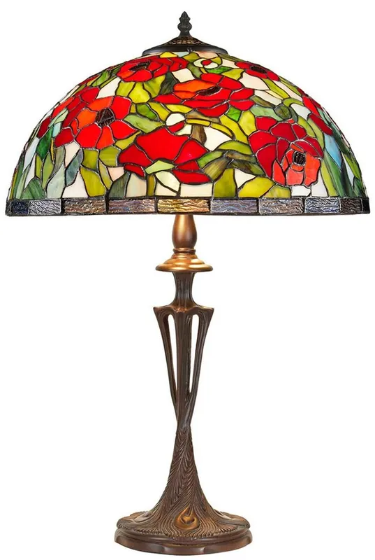 Casa Padrino Tiffany Tischleuchte Bronzefarben / Mehrfarbig Ø 40 x H. 60 cm - Handgefertigte Hockerleuchte Nur Heute