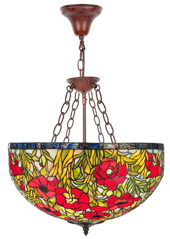 Nur Heute Casa Padrino Tiffany Hängeleuchte Mehrfarbig Ø 50 x H. 110 cm - Handgefertigte Tiffany Hängelampe