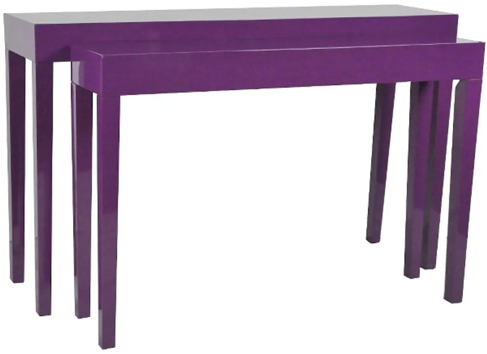 Casa Padrino Luxus Konsolen 2er Set Lila - Handgefertigte Lackmöbel Preis Gesenkt