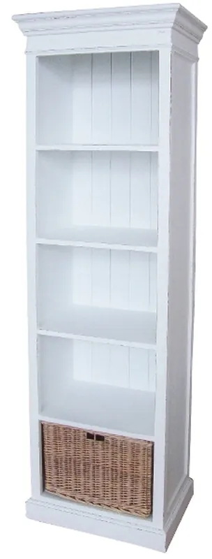 Casa Padrino Landhausstil Bücherschrank Antik Weiß / Naturfarben 59 x 40 x H. 194 cm - Möbel im Landhausstil Preis Gesenkt