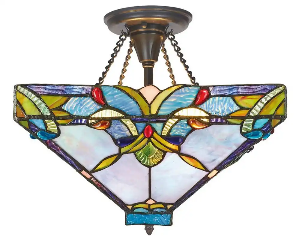 Casa Padrino Tiffany Deckenleuchte / Deckenlampe Bunt Ø 36 x H. 40 cm - Handgefertigte Tiffany Lampe Expressversand
