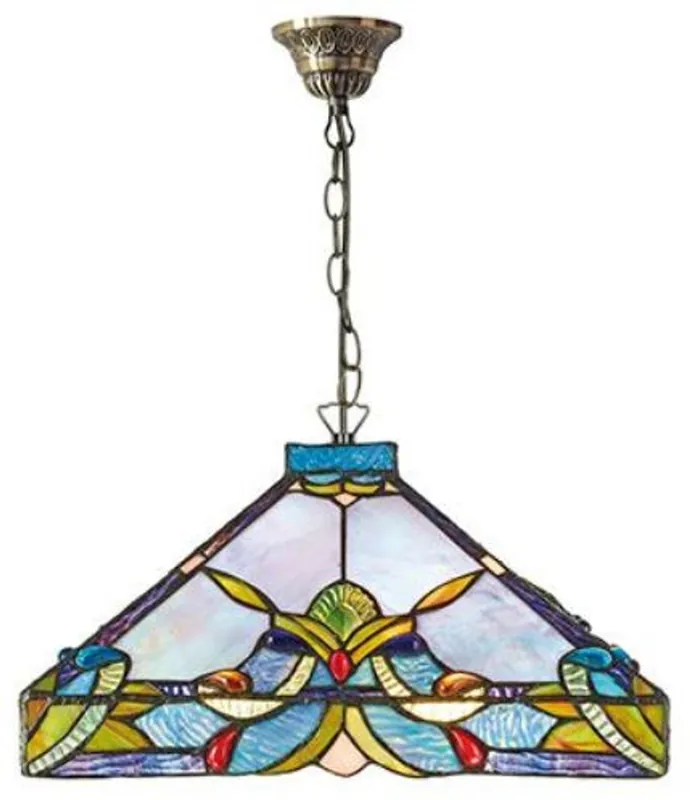 Casa Padrino Tiffany Hängeleuchte / Pendelleuchte Bunt Ø 36 x H. 92 cm - Handgefertigte Tiffany Lampe Preisknaller