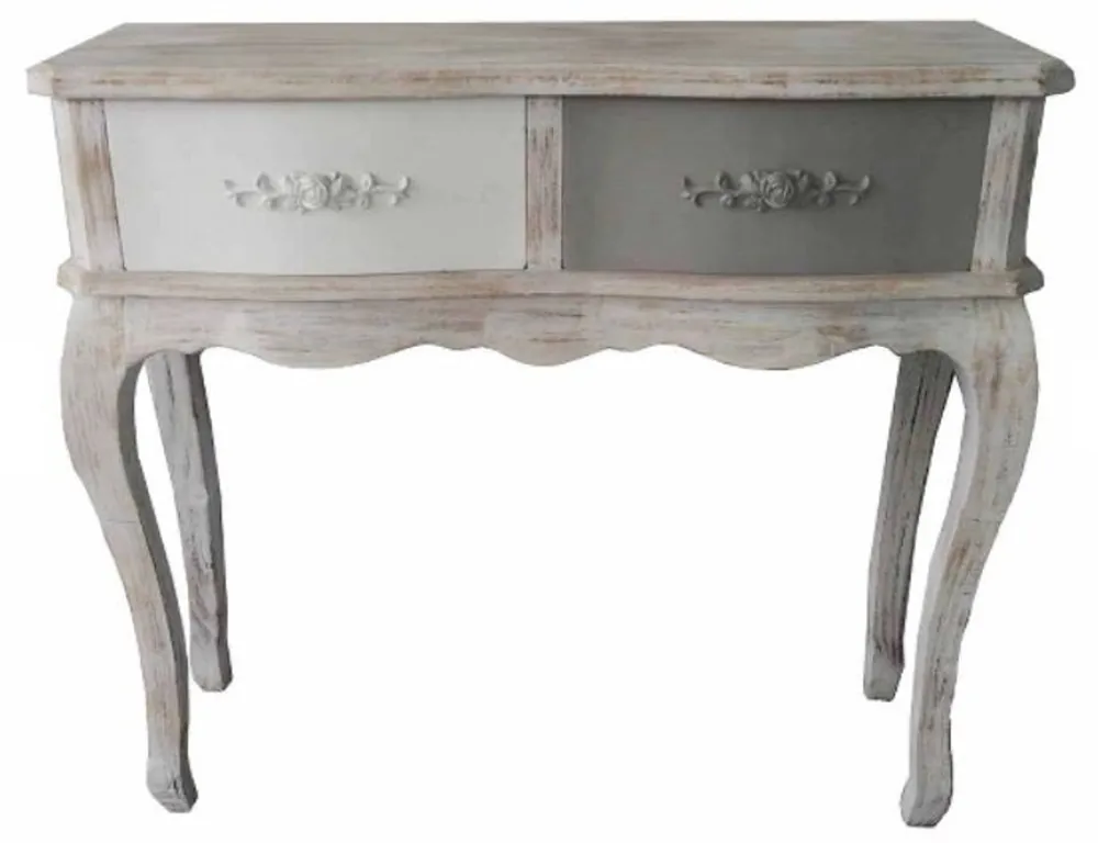 Casa Padrino Landhausstil Konsole Antik Weiß / Mehrfarbig 91 x 33 x H. 80 cm - Konsolentisch im Shabby Chic Look Online Kaufen