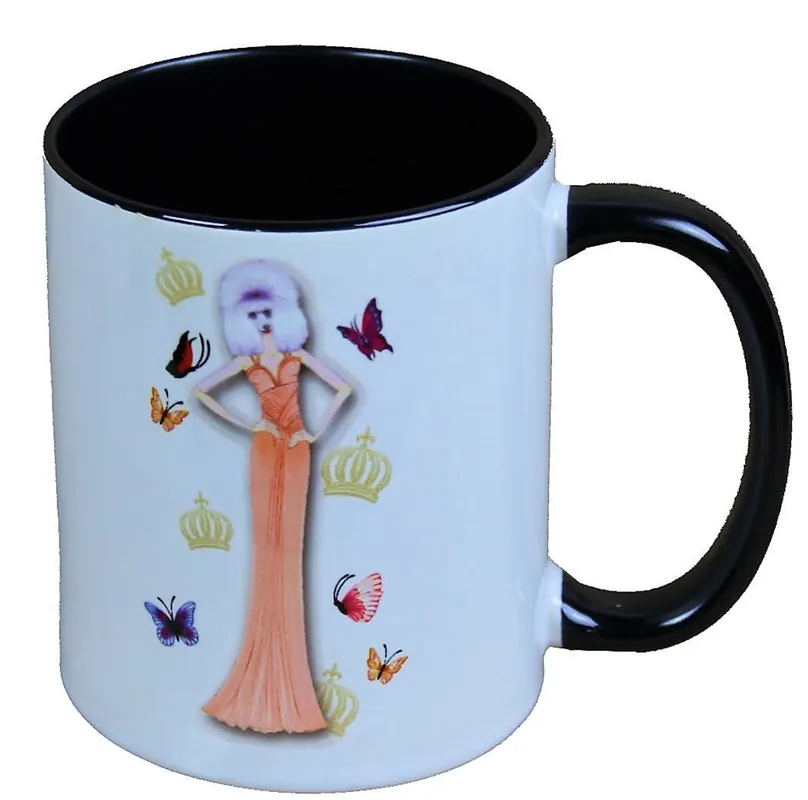 Günstig Harald Glööckler Pompöös Tasse Hund mit orangefarbenem Abendkleid - designed by Harald Glööckler