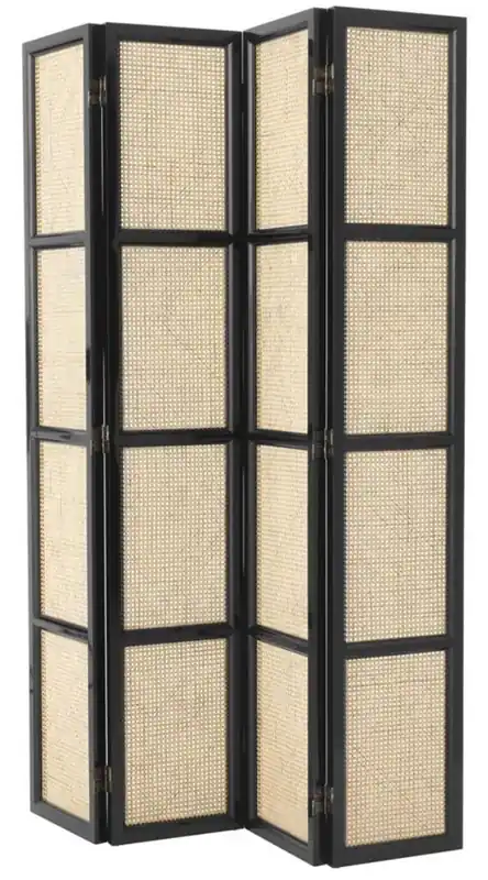 Sonderaktion Casa Padrino Luxus Raumteiler Schwarz / Naturfarben 163 x H. 225 cm - Limited Edition