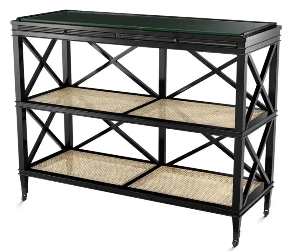 Casa Padrino Luxus Konsole Schwarz / Naturfarben 124 x 47 x H. 96 cm - Limited Edition Expressversand