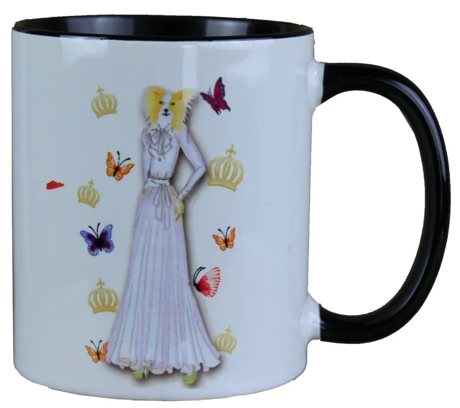 Harald Glööckler Pompöös Tasse Hund mit weissfarbenem Abendkleid - designed by Harald Glööckler Kracherpreis