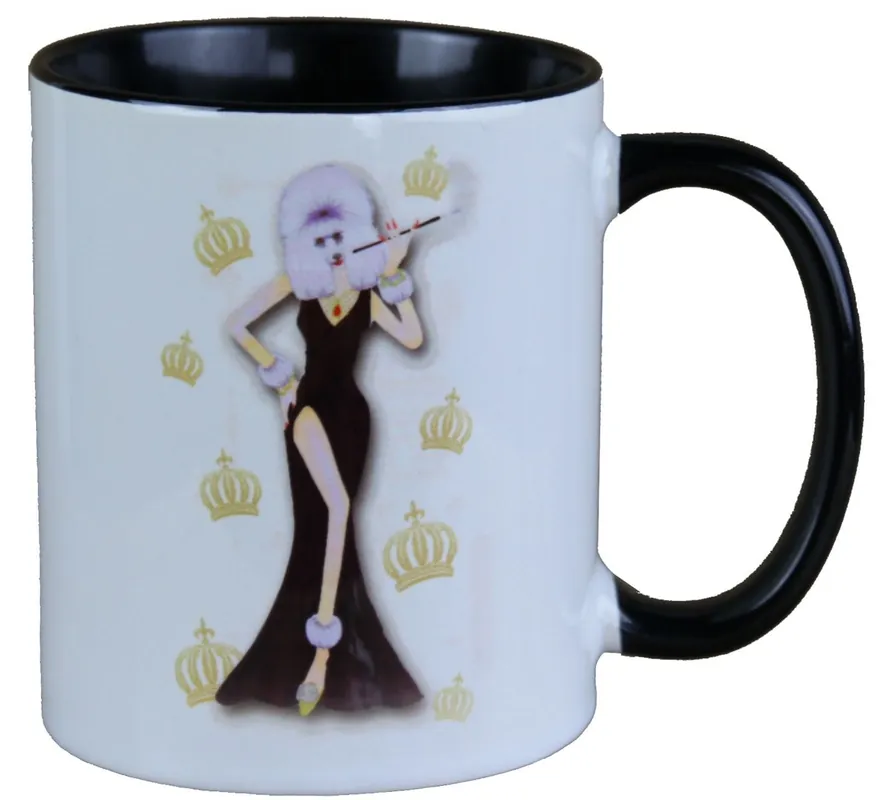 Solange Der Vorrat Reicht Harald Glööckler Pompöös Tasse Hund mit schwarzfarbenem Abendkleid - designed by Harald Glööckler