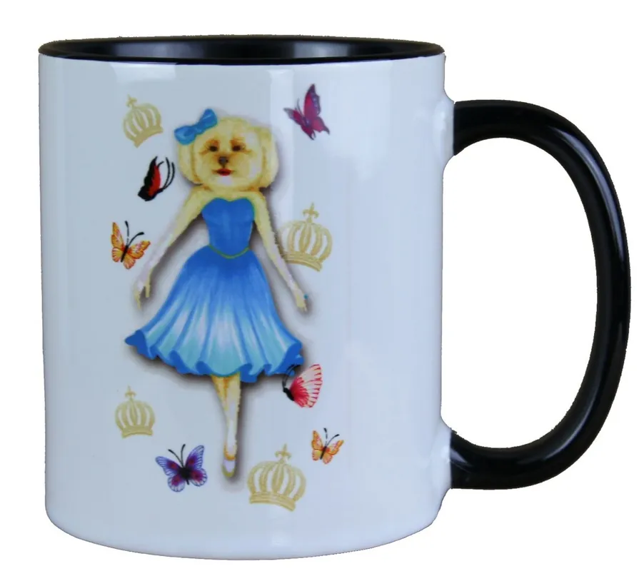 Schneller Versand Harald Glööckler Pompöös Tasse Hund mit blauem Cocktailkleid - designed by Harald Glööckler
