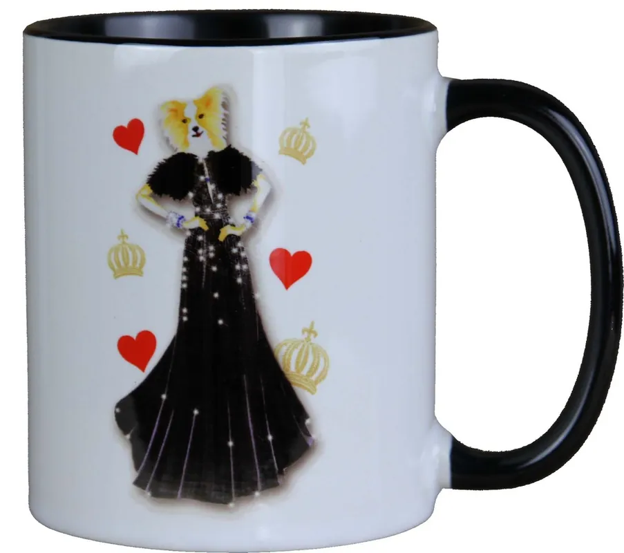 Harald Glööckler Pompöös Tasse Hund mit schwarzfarbenem Kleid - designed by Harald Glööckler Angebot