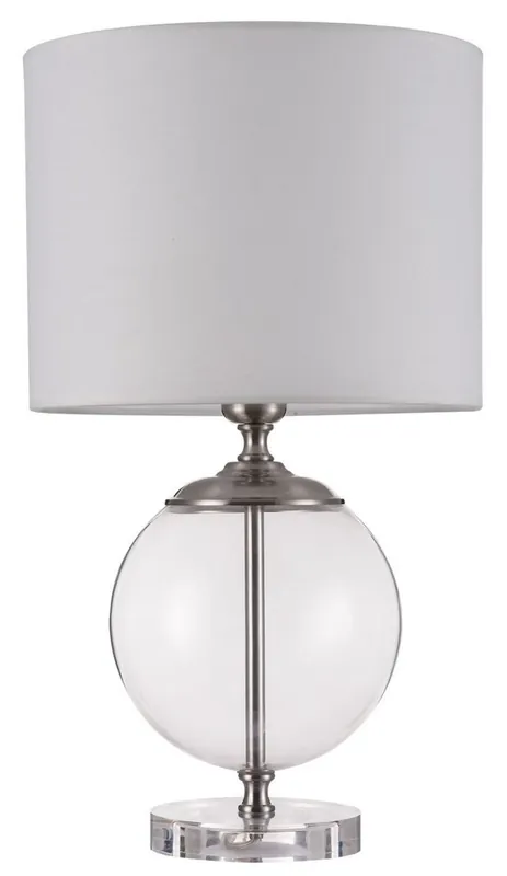 Sonderaktion Casa Padrino Tischleuchte Silber / Creme Ø 30 x H. 52 cm - Moderne Tischlampe mit Metallrahmen und glasgeblasenem Zierelement