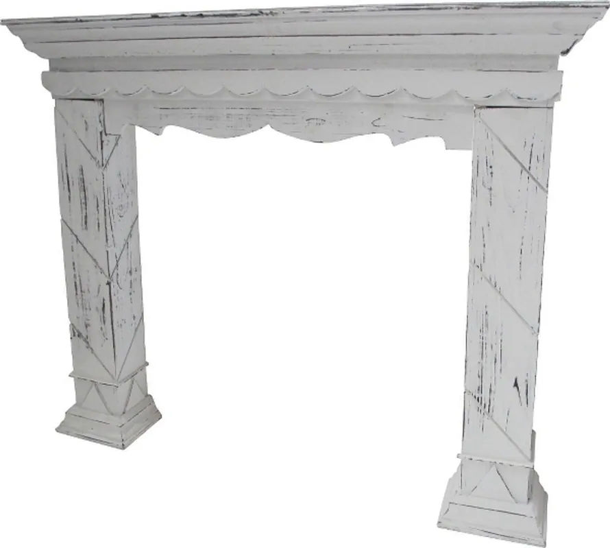 Casa Padrino Landhausstil Kaminumrandung Antik Weiß 116 x 22 x H. 99 cm - Handgefertigte Kaminumrandung im Shabby Chic Look Jetzt Bestellen