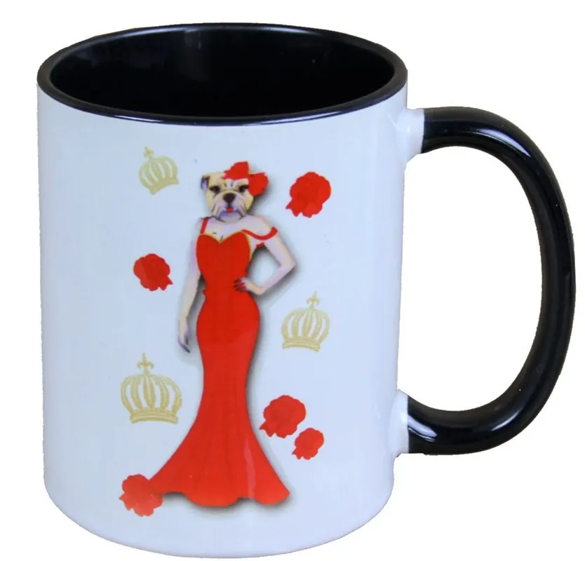 Harald Glööckler Pompöös Tasse Hund mit rotem Abendkleid - designed by Harald Glööckler Bestseller