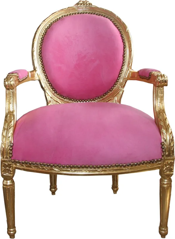 Casa Padrino Barock Medaillon Salon Stuhl Rosa / Gold - Möbel Antik Stil Rabatt