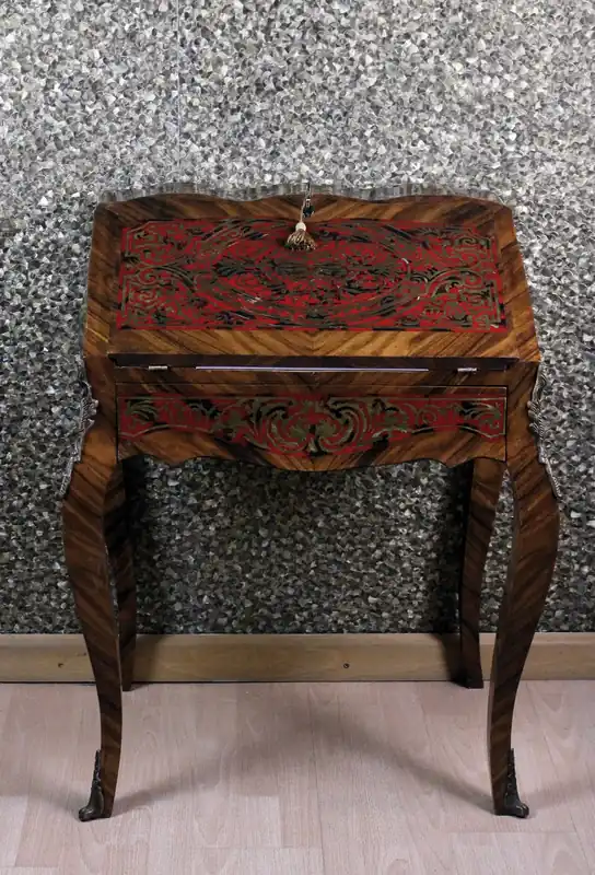 Casa Padrino Barock Sekretär Mahagony Braun Boulle Intarsien B 74 x H 91 x T 38 cm- Sekretär Antik Stil Billig