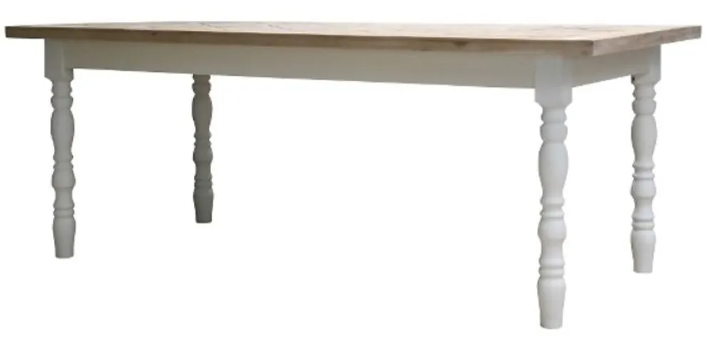 Casa Padrino Landhausstil Esstisch Weiß / Naturfarben 200 x 90 x H. 75 cm - Landhausstil Esszimmermöbel Markenware