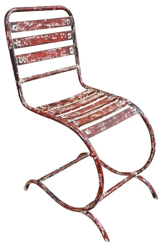 Casa Padrino Jugendstil Gartenstuhl Antik Rot 40 x 45 x H. 92 cm - Gartenmöbel im Jugendstil Neue Kollektion