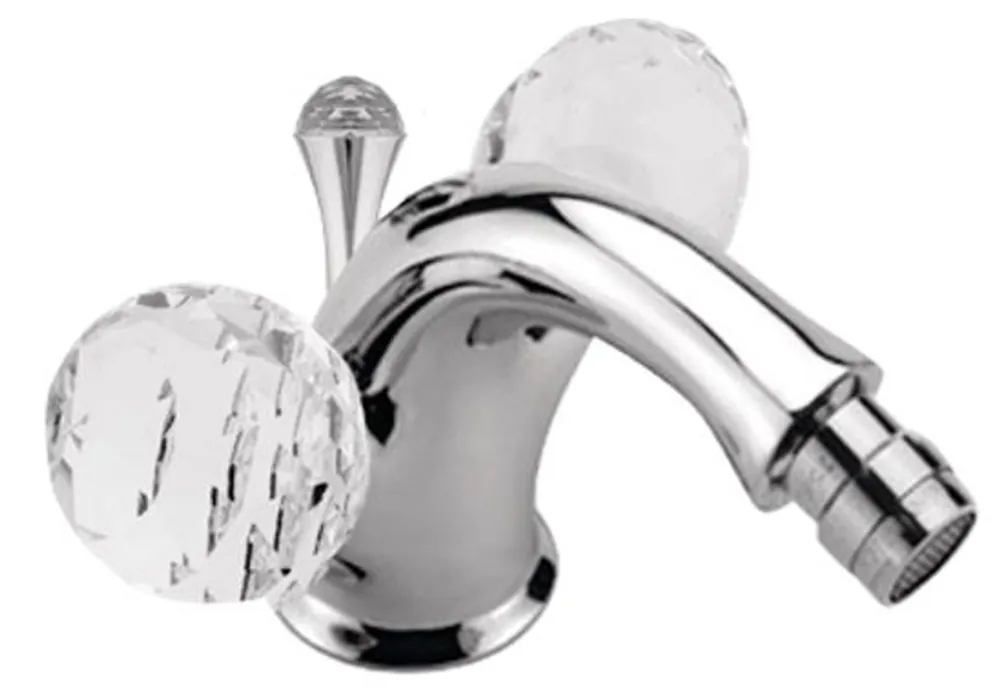 Luxus Badewannenarmatur mit Swarovski Kristallglas Silber 12 x H. 10,5 cm - Luxus Bad Zubehör Made in Italy Schneller Versand