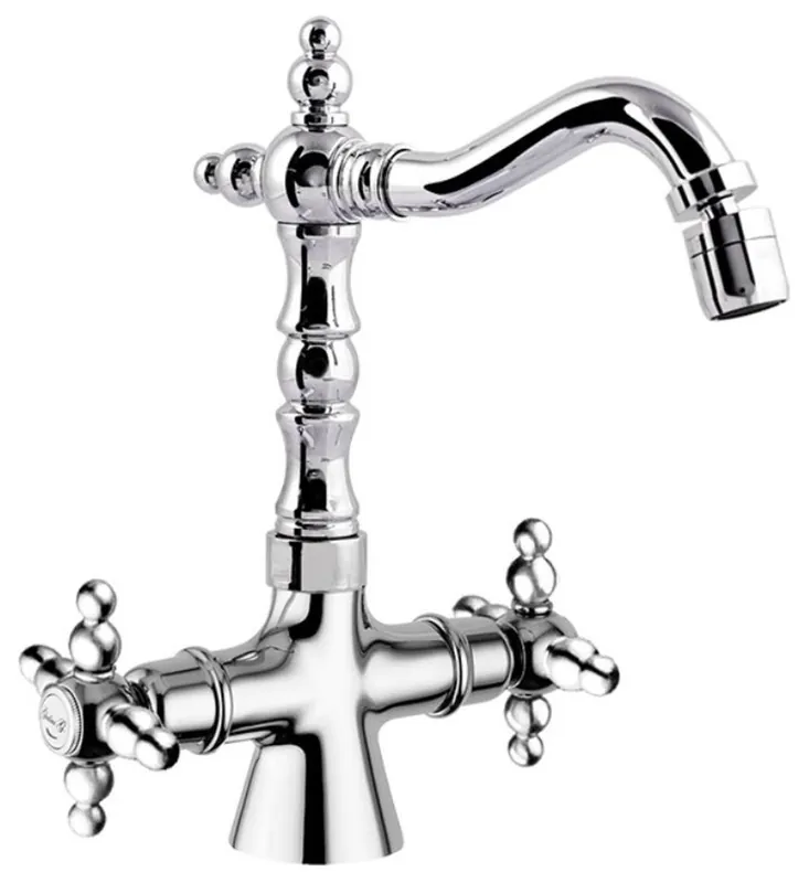 Jugendstil Retro Waschtisch / Waschbecken Armatur Silber H. 23,5 cm - Nostalgisches Bad Zubehör Neuheit