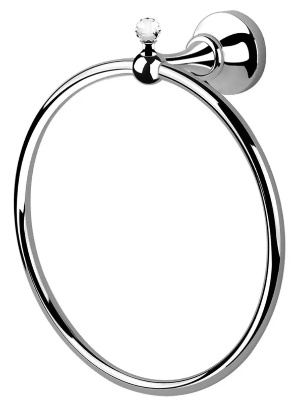 Direkt Vom Hersteller Luxus Handtuchhalter / Handtuchring mit Swarovski Kristallglas Silber 20,2 x 9,3 x H. 22 cm - Luxus Bad Zubehör Made in Italy