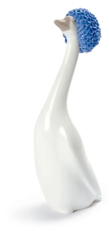 Mega-Angebot Casa Padrino Luxus Porzellan Gänse Skulptur Weiß / Blau 6 x H. 20 cm - Luxus Dekoration