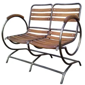 Geprüft Casa Padrino Nostalgie Gartenbank Braun 100 x 70 cm - Jugendstil Sitzbank mit Armlehnen