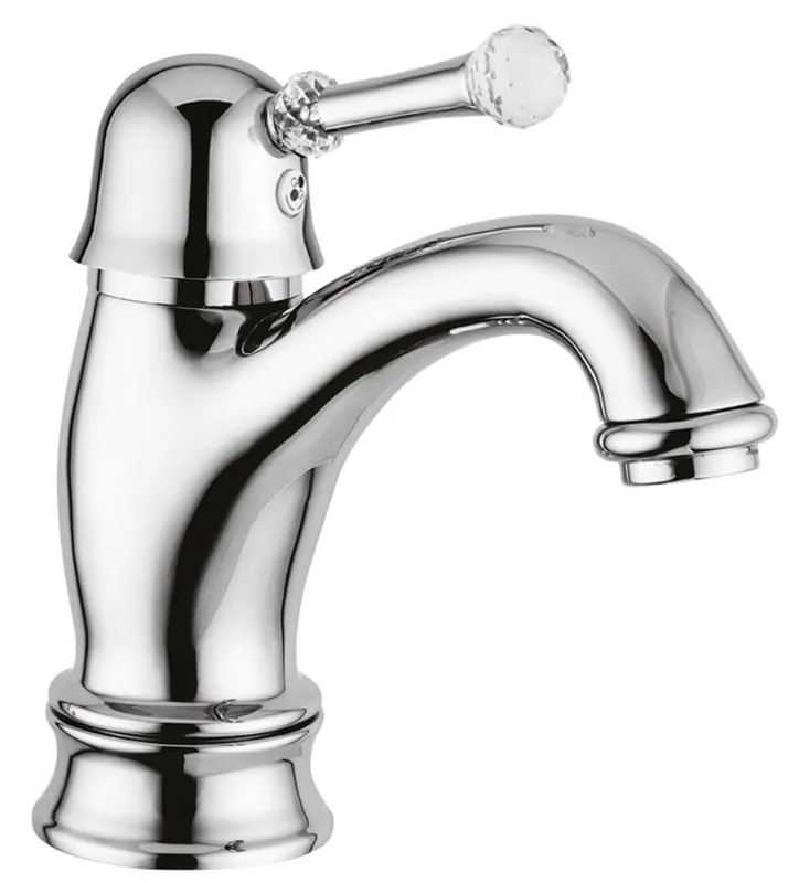 Aktuell Luxus Waschtischarmatur mit Swarovski Kristallglas Silber H. 16,5 cm - Luxus Einhand Waschtischbatterie