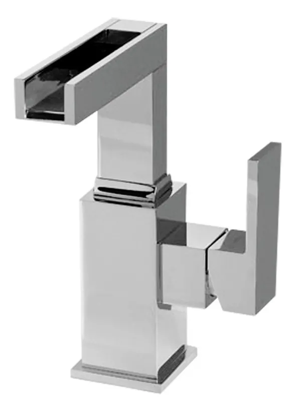 Neuheit Luxus Badezimmer Waschtischarmatur Silber H. 18,8 cm - Einhand-Waschtischbatterie mit Wasserfall-Auslauf