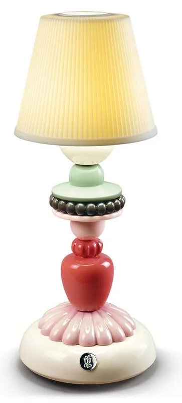 Casa Padrino Luxus Tischleuchte Elfenbeinfarben / Mehrfarbig Ø 12 x H. 30 cm - Porzellan LED Tischlampe Top-Preis