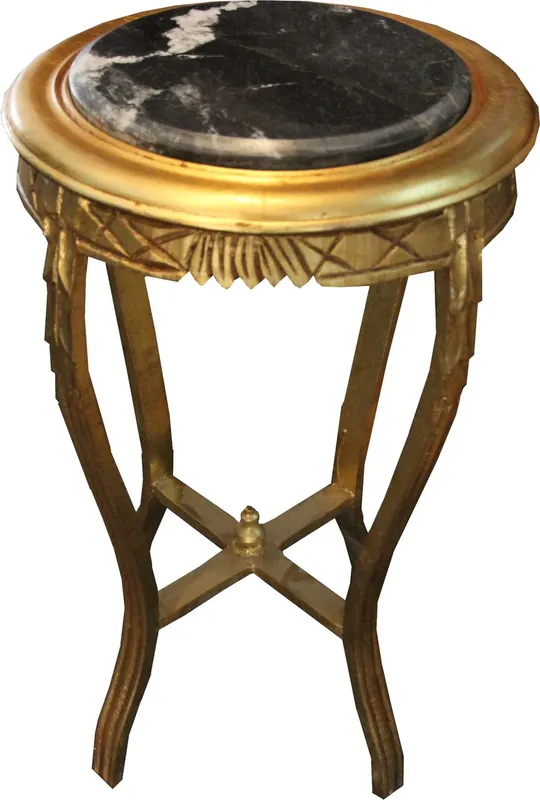 Casa Padrino Barock Beistelltisch Rund Gold / Schwarz mit Marmorplatte 40 cm x H. 68 cm Antik Stil Angebot