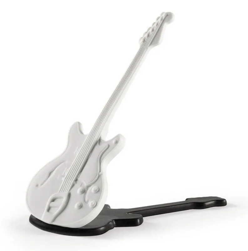Super-Preis Casa Padrino Luxus Porzellan Elektrische Gitarre Weiß / Schwarz 15 x H. 15 cm - Handgefertigte Wohnzimmer Deko Skulptur