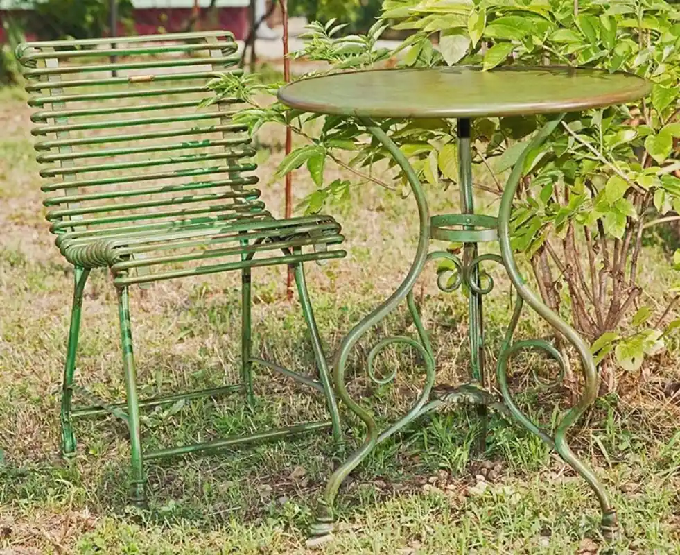 Echt Casa Padrino Jugendstil Gartentisch & Gartenstuhl - verschiedene Farben - Gartenmöbel Set im Jugendstil