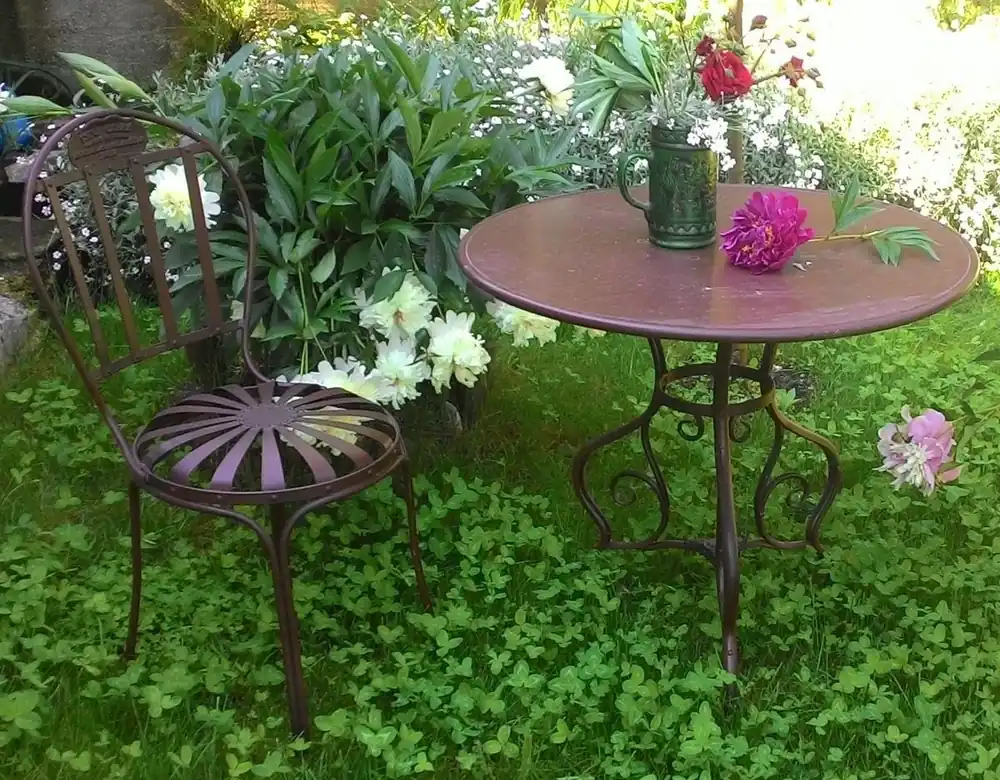 Sofort Bestellen Casa Padrino Jugendstil Gartenmöbel Set - verschiedene Farben - Hangefertigter Gartentisch & Gartenstuhl