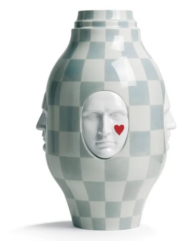 Jetzt Bestellen Casa Padrino Designer Porzellan Vase Weiß / Grau Ø 31 x H. 52 cm - Handgefertigte & Handbemalte Luxus Dekoration